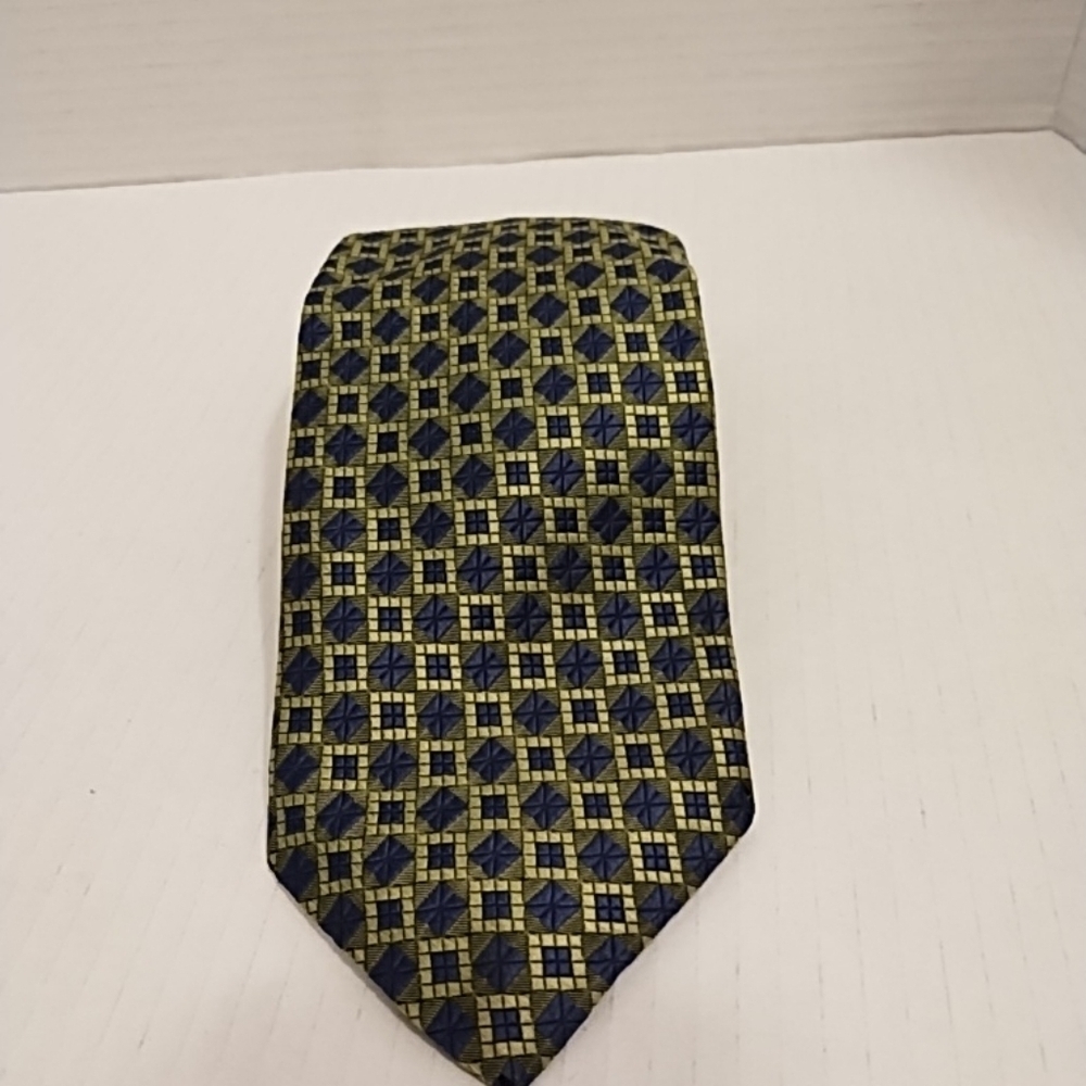 Robert Talbott Amore clothing mens gold and blue silk graphic tie